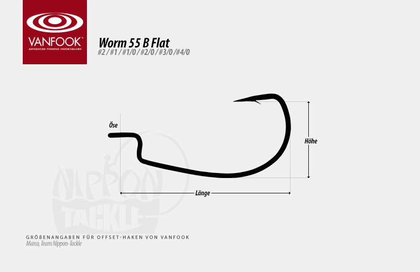 Größe VanFook Worm 55 B Flat Offset-Haken