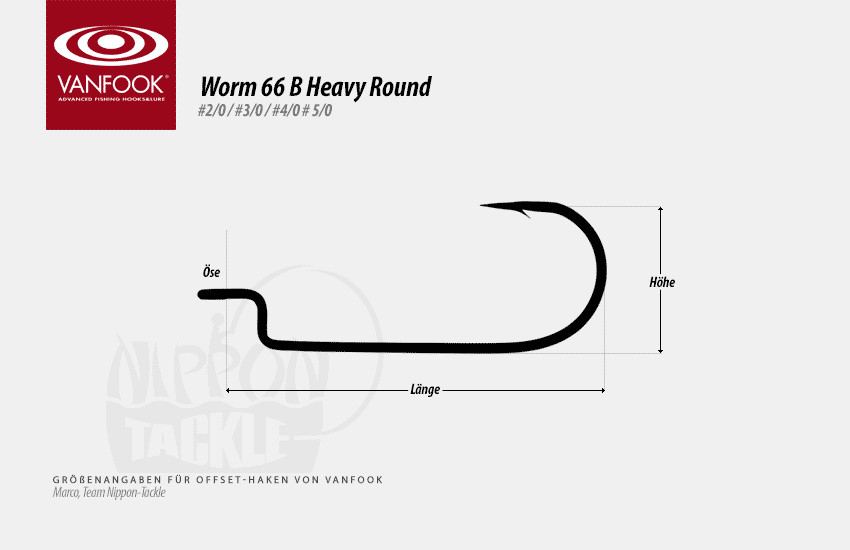 Größe VanFOOK Worm 66 B Heavy Round Offset-Haken