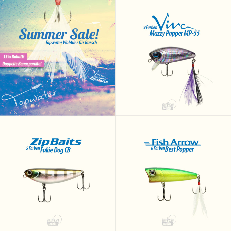 Oberflächenköder für Barsch! Summer Sale bei Nippon-Tackle 2 Oberflächenköder für Barsch im Überblick